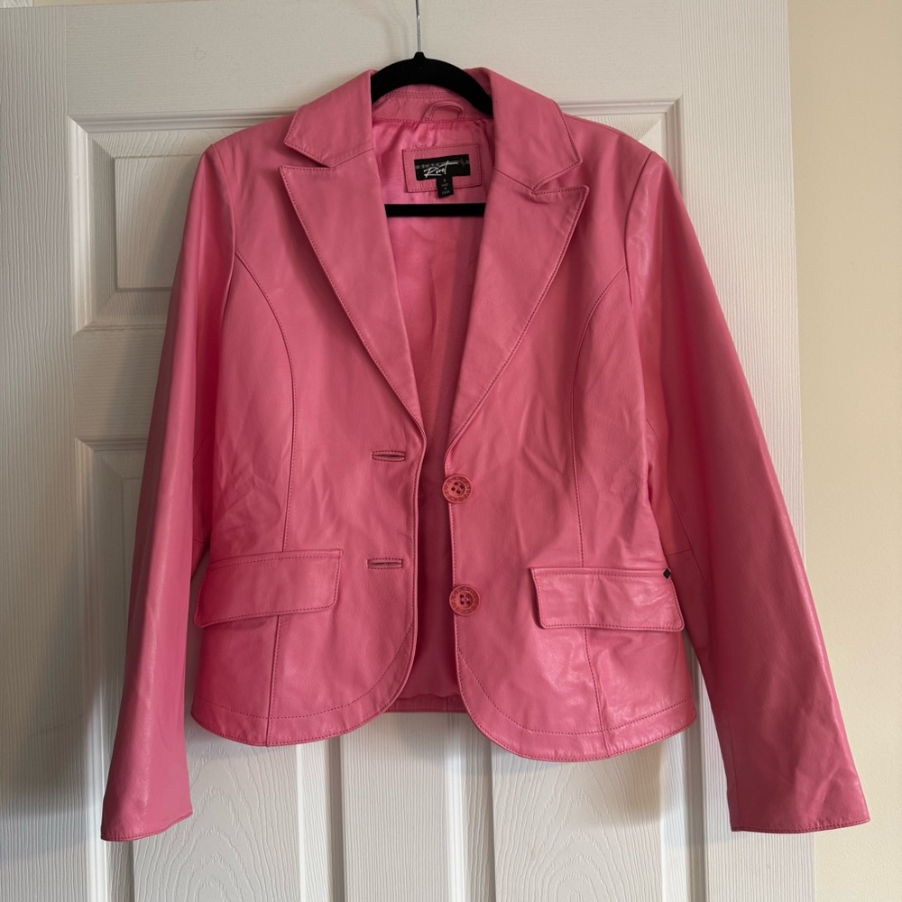 Black Rivet - Pink Leather Jacket // Small